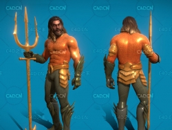 手拿三叉戟的海王卡通角色绑定C4D模型 Neptune