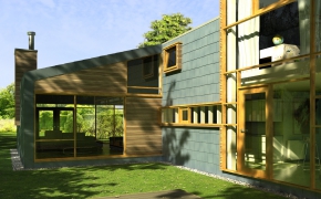 别墅小木屋C4D模型（vray白天/夜晚渲染）The Timber Lodge