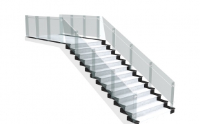 玻璃护栏楼梯C4D模型 Stairs 3D model