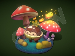 可爱卡通小栗子蘑菇动漫模型