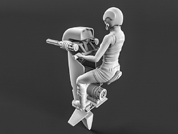 女飞行员驾驶科幻飞行器c4d模型免费下载Mosquito Flyer