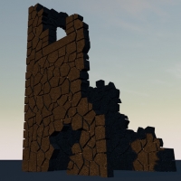 断壁石墙3D模型 Broken stone
