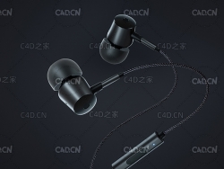 C4D OCTANE黑色耳塞式耳机模型 headset