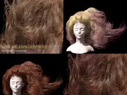 C4D Redshift头发颜色控制预设 melanin hair