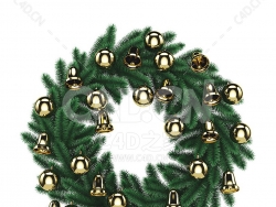 挂满铃铛圆球的松枝花环花圈 CHRISTMAS WREATH 2