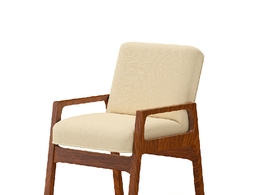 实木扶手米色布包裹卧靠背椅子C4D模型