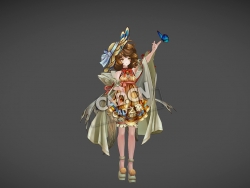 蝴蝶女郎卡通人物女孩C4D模型下载 butterfly girl