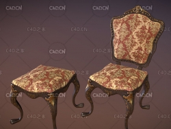 低面欧美餐椅凳子C4D模型 Dining chair stool