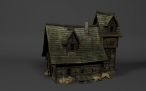 游戏模型—古建房屋C4D模型 Medieval thieves house 3d model