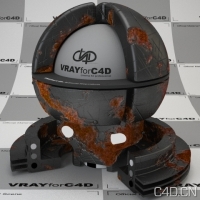 vray for c4d材质：Metal Rusty Scratched