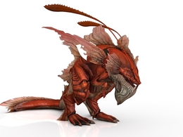 红色水怪C4D游戏角色模型（含绑定+动画） Seamonster Leader 3dmodel