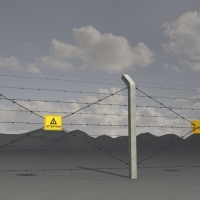 工业设施1-07：隔离铁丝网/铁丝网围栏/防护网/带刺铁丝网3D模型