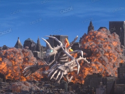 C4D工程文件丧失暴龙兽工程场景模型_ Octane渲染工程