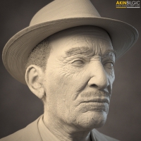 戴帽子的老人3D高精模型 Old hat high-precision 3D models