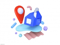 卡通房子地址定位位置图标场景工程 Boom Demo Illustration