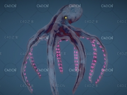 C4D乌贼动画模型（含动画绑定）kraken
