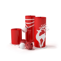 圣诞节装饰品：红蜡烛、铃铛、小鹿C4D模型 Christmas red candles 3D model