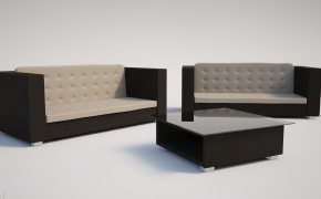 简易时尚沙发组合C4D模型 Exterior furniture set
