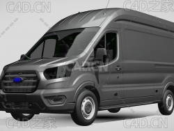 灰色福特汽车封闭货车面包车2021款C4D汽车模型下载