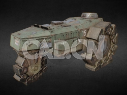 C4D生锈金属战车赛博朋克三轮机甲车