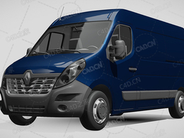 雷诺大师封闭车厢货车运输车商务车面包车2017款C4D汽车模型下载