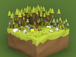 低面森林场景C4D模型 Low face forest