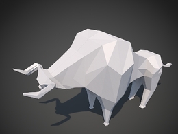 C4D低面多边形公牛模型 bull
