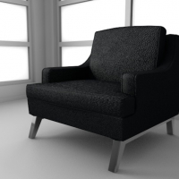 黑色皮扶手椅C4D模型 Armchair