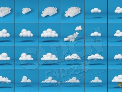 24个低面卡通白云云朵C4D模型合集cloud pack