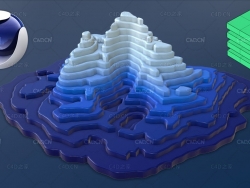 C4D三维模型地形图形切片插件中文汉化版 Toporizer 1.0 for Cinema 4D R19-S22