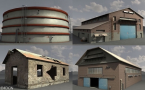 工厂厂房3D模型合集 Dexsoft: Industrial 1. model pack