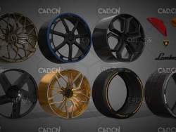 C4D兰博基尼跑车轮胎轮毂卡钳模型