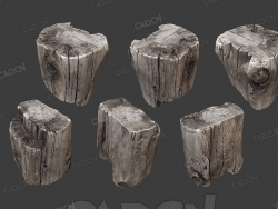 C4D树桩木桩模型下载 stump