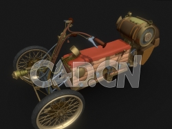 C4D蒸汽朋克复古三轮汽车模型 HW06 3 Trike