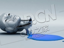 地上被割头的科幻女性机器人头 Sci-Fi Female Robot Head