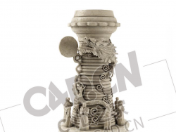 精美盘龙陶俑石雕柱C4D模型下载