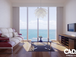 沿海观景房C4D客厅模型 A living room 3d model