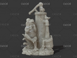 青蛙与抽水雕塑C4D模型 Frog pumping sculpture