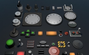 开关、按钮、刻度盘C4D模型合集包Motion Graphics Roundup