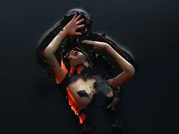 C4D实用工程第286季：女性撞破黑布动画创意C4D工程文件 c4d project
