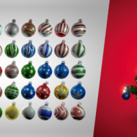 节日3D模型：圣诞节模型包合集2：Cinema 4D Holiday Ornament Shader Pack Vol. 2