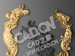 C4D欧式浮雕花构件装饰花件浮雕构件挂件套口雕花立体雕花外墙雕花模型_34