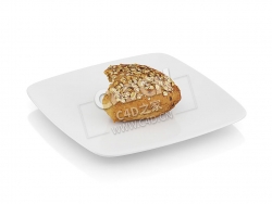C4D咬过的全麦卷食物模型 Bitten wholegrain roll
