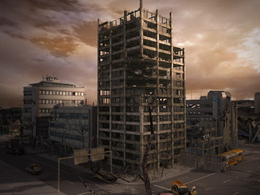 倒塌的城市房屋建筑C4D模型 Damaged City