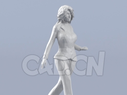 低面多边形卡通人物行走中的女性模型