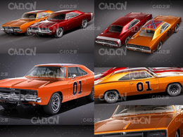 道奇汽车C4D模型 Dodge Charger 1969 RT - General Lee 3D Model