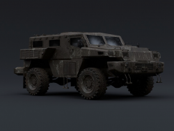 破旧的悍马汽车C4D模型Humvee