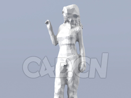 低面多边形卡通人物站着的女人模型