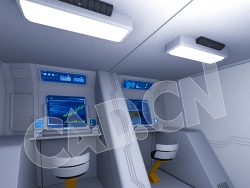 C4D科技城市未来城市列车舱体场景模型