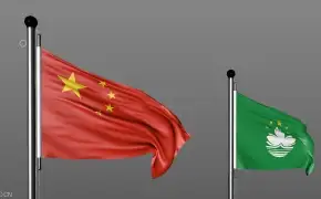 中国国旗和澳门区旗带动画